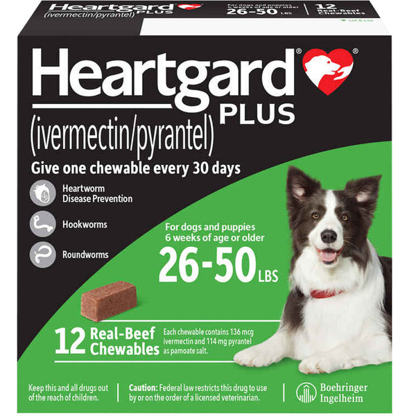 Heartgard Plus Chew for Dogs, 26-50 lbs 12months