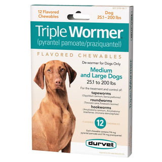 Triple Wormer for Medium and Large Dogs 25.1-200 lbs (12 chewable tablets)