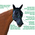 UltraShield Fly Mask Removable Nose with Ears For Horses (Horse Size)