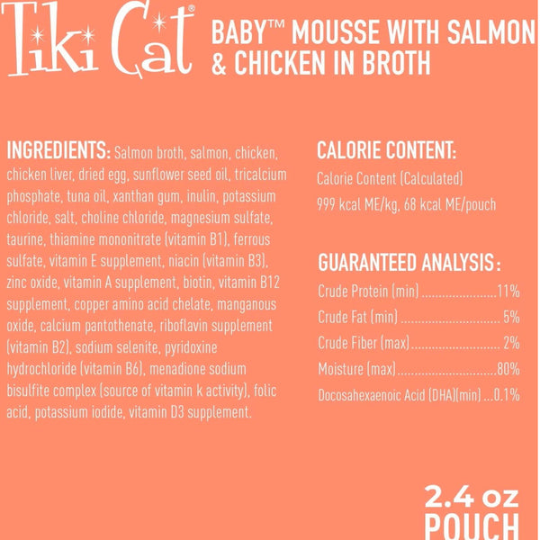 Tiki cat baby mousse ingredient list and guaranteed analysis