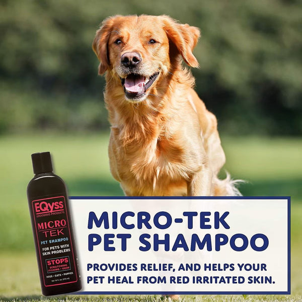 EQyss Grooming Products Micro-Tek Pet Shampoo Stops Scratching, Itching and Odor for Dogs & Cats (16 oz)