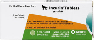 Incurin branded Estriol tablets for canine urinary incontinence