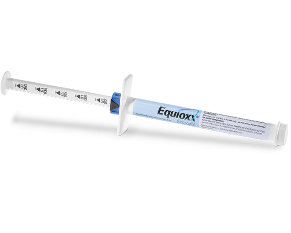 Equioxx brand firocoxib paste syringe for horse joint pain treatment