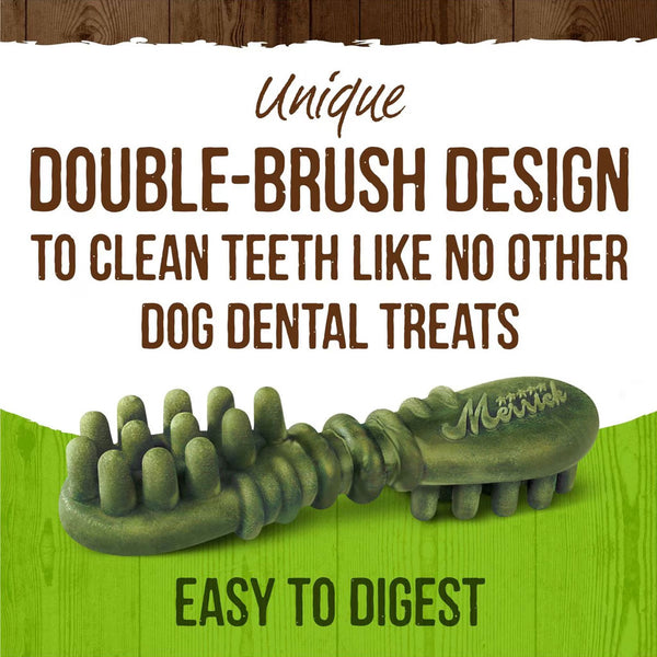 Merrick Fresh Kisses Double-Brush Coconut & Botanical Oil Dental Dog Treats easy to digest