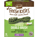 Close-up of Merrick Fresh Kisses dental treats emphasizing the unique brushing texture