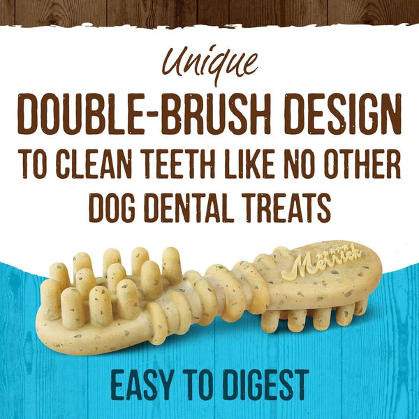 Innovative double-brush design of Merrick Fresh Kisses for superior teeth cleaning