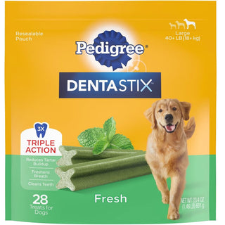 Pedigree Dentastix Fresh Mint Flavored Large Dental Dog Treats, 28 Count