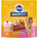 Pedigree Dentastix Dual Flavored Bacon & Chicken Flavored Large Dental Dog Treats, 32 Count