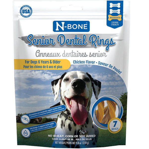 N-Bone Senior Dogs 6+ & Over Dental Rings Chicken Flavor, 7 count