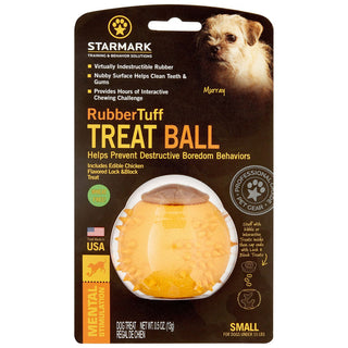 Starmark RubberTuff Dog Treat Ball Orange Small