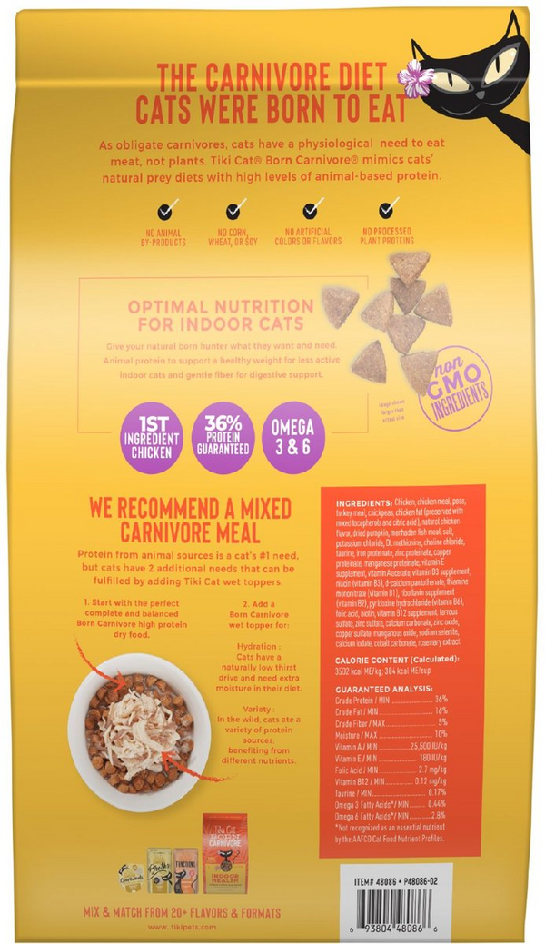 Tiki Cat Born Carnivore Indoor Health Chicken & Turkey Meal Dry Food for Cats