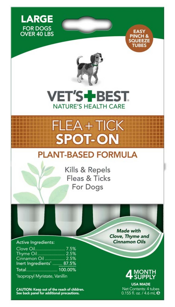 Vet's Best Flea & Tick Drops for Large Dogs over 40lbs (4 count)